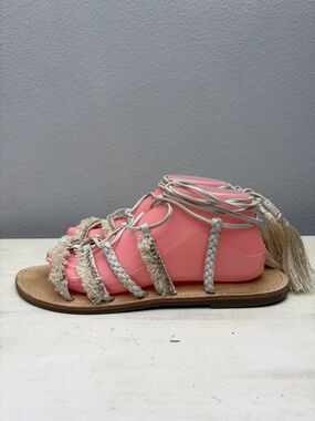 Schutz Leather Crystal Embellishments Gladiator Sandals Size 10